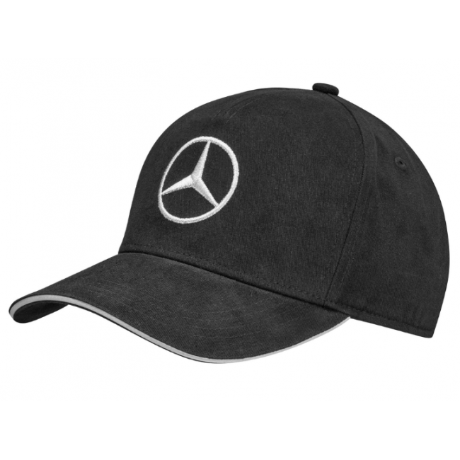 Genuine Mercedes-Benz Black Logo Adjustable Snap Back Flat Brim Cap B66953170